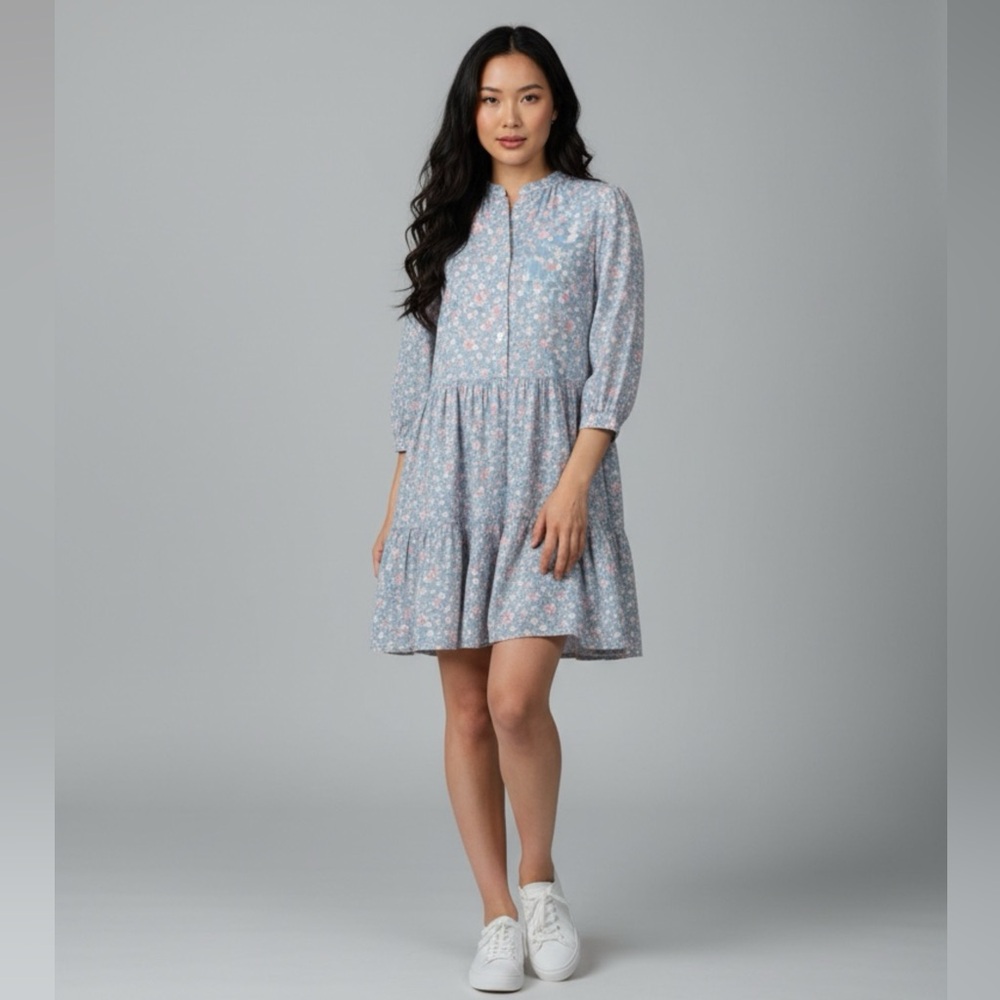 Anthropologie Greylin Blue Floral Tunic Size S